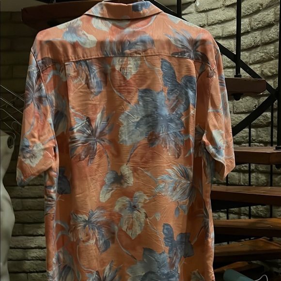 Tommy Bahama Floral Hawaiian Shirt - Peach and Blue - Picture 5 of 5